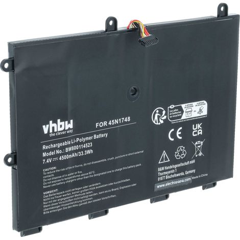 vhbw Akku kompatibel mit Lenovo ThinkPad 11e (20DA-A000UAU), 11e (20DA-A000SAU), 11e (20DA-A000TAU) Notebook (4500 mAh, 7,4 V, Li-Polymer) (1/5)