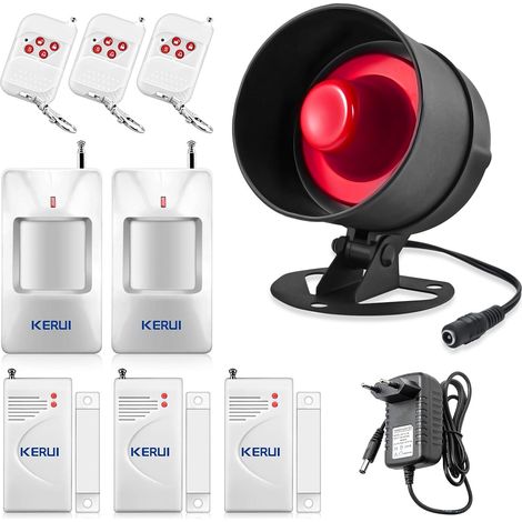 Alarme Maison sans Fil,115dB Kits de Sécurité pour la avec alarmes de Porte détecteurs de Mouvement télécommandes sirène pour fenêtre Camping-Car Garage (1/5)