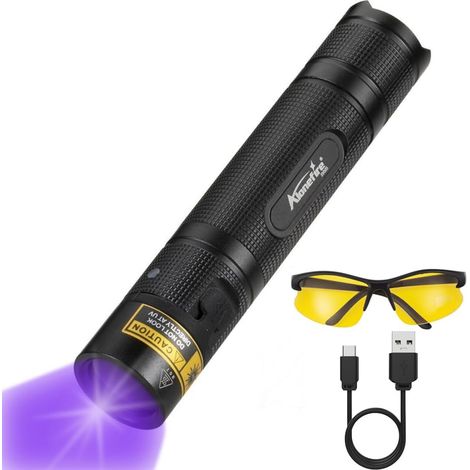 SV005 10W 365nm Leistungsstarke wiederaufladbare UV-LED-Taschenlampe zur Urindetektion mit UV-Schutzbrille, inklusive Batterie, zum Aushärten von Harz, Farbe und Fluorescein (1/5)