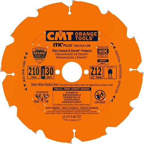 236.210.12M HOJA CIRCULAR EN DIAMANTE PARA Materiales DURS DP D=210X2.4/1.8X30+2 Z12 TCG (1/5)