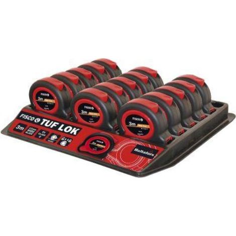 fisco-tk3m-flexómetro clase ii a prueba de impactos tuf-lok (3x13) en mm y bandeja con 45 uds. (caja 45)