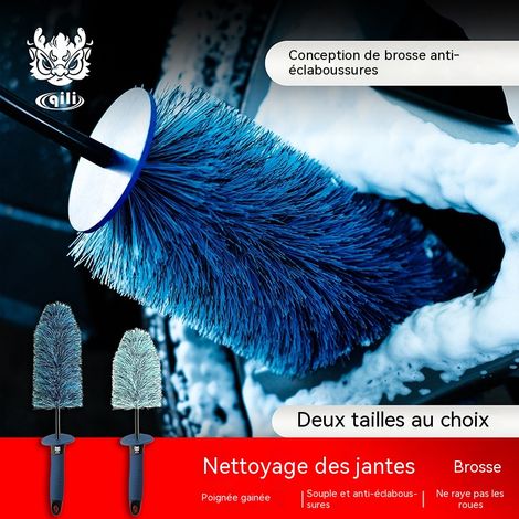 Brosse nettoyage jantes forme arbre de Noël à poils ultra-doux, anti-éclaboussures pour pneus et jantes automobile