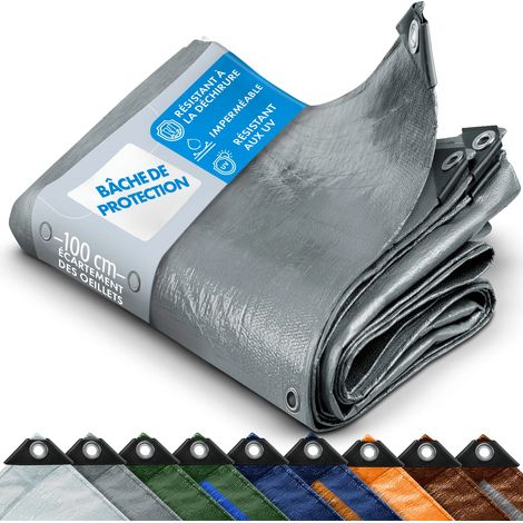 Toile multiusage avec Oeillets imperméable 140 g/m² Argent 1,5 x 6 m (1/5)