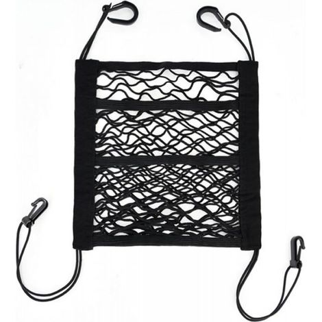 4 jeu de sacs en filet de voiture à 3 couches Filet de rangement élastique avec crochet Organiseur de coffre 25 cm x 30 cm (1/4)