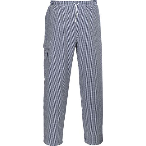 Pantalon Cuisine Chester couleur : Bleu Check taille L - PORTWEST (1/2)
