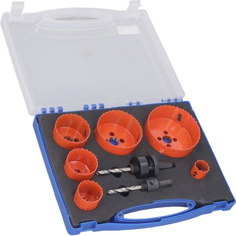 Kit de 8 scies-cloches HSS pour perçage aisé, idéal coupe bois et plastique, coffret de rangement inclus. (1/5)