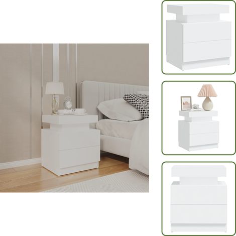 Table de chevet Blanc 45x35x52 cm Aggloméré - Table De Chevet - Meuble De Chambre - Commode - Nuit - Blanc (1/5)