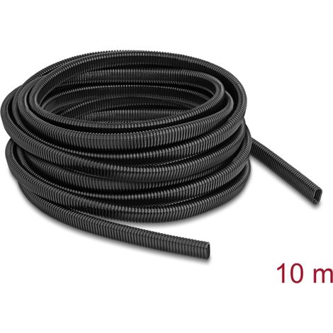 Delock Conducto de protección de cables de plástico en forma ovalada flexible 13,6 x 6,3 mm - longitud 10 m negro
