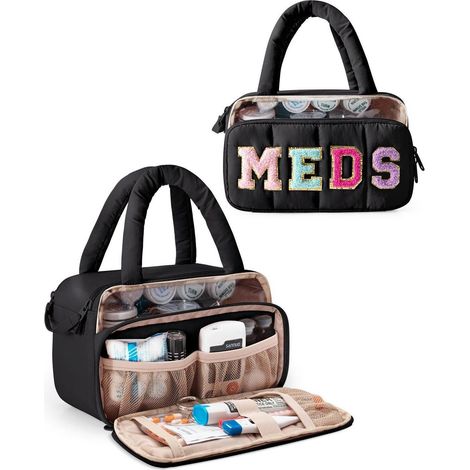 Trousse de toilette avec lettres en chenille, Noir, Trousse de premiers secours, Trousse de maquillage