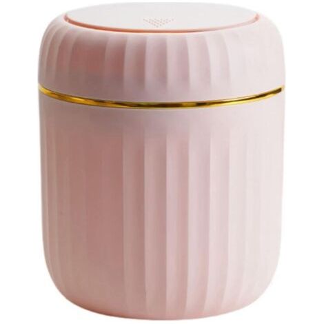 Pair Poubelle de bureau avec couvercle à pression, mini poubelle de bureau, petite poubelle de table en plastique pour salle de bain, bureau(rose)