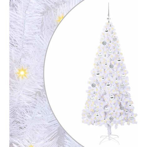 Sapin de Noël artificiel avec 300 lumières LED blanches, 180 cm de haut, en PVC et acier. (1/5)