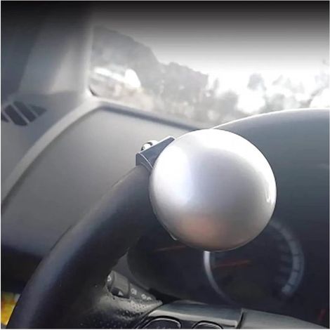 Pomo del volante，Pomo del volante plateado，Pomo del volante con extractor，Giratorio del volante，Plateado，Gira 90 grados，Grosor del volante: 32 mm (1/3)