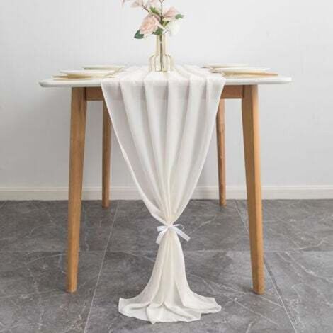 Runner da tavola in garza beige stile boho, 72 x 305 cm, per cucina, casa, feste, matrimoni e compleanni.