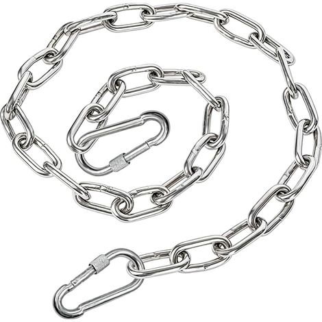 304 Stainless Steel Chain Two Carabiners Included Welded Links Dog Hammock Fence Anti-theft Lifting Chain Rain Nesting Box Hanging Basket Flower Pot 100 cm (1/5)