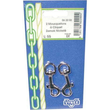 Moschettone a pompa da 55 mm blister da 2 - Vynex