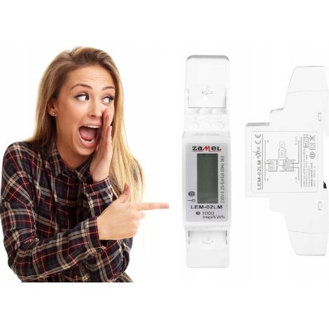 Zamel Compteur électrique monophasé LEM-02 - LCD - Compact - Sécurisé - Haute précision (1/5)