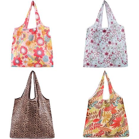 Sac de courses réutilisable, sacs fourre-tout, sacs de courses pliables, pour les courses quotidiennes, les visites au supermarché ou les excursions en camping,Quatre Couleurs (1/5)