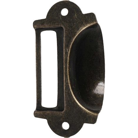 20 poignées de classeur avec porte-étiquette, style bronze antique, pour porte-étiquette de tiroir ou de cadre de meuble. (1/5)