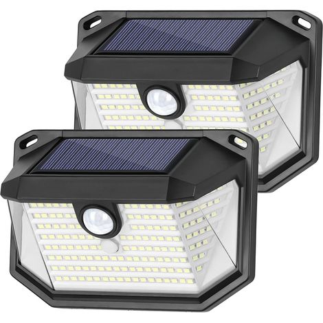 Solar-Außenleuchten, 2er-Pack, superhelle Wandleuchte mit 178 LEDs, Bewegungsmelder, 270° Weitwinkel und 3 Modi, wasserdichte, solarbetriebene Sicherheitsleuchte (1/5)