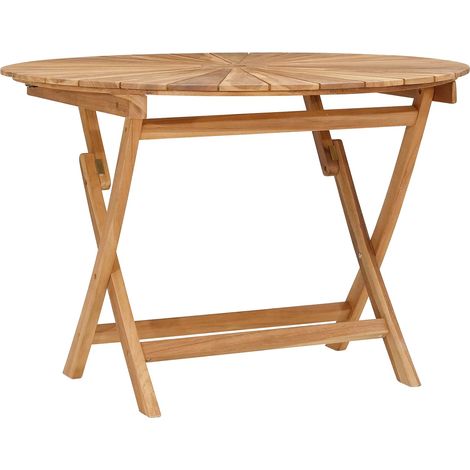 Folding Garden Table Natural Ø 110 x 75 cm Solid Teak Wood vidaXL