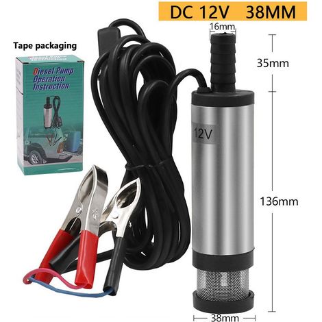 argenté-Pompe submersible 12V pour le pompage de l'eau de gasoil 38mm pompe de transfert de carburant diesel d'huile d'eau Pompe submersible électrique de pompe à essence de CC de pompe diesel (1/5)