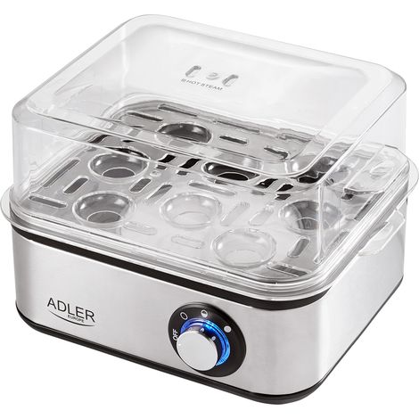 Adler Elektrischer Eierkocher 1-8 Eier Eier 500 Watt Edelstahlheizplatte Automatische Abschaltung Kontrollleuchte Ãberhitzungsschutz Eier Kocher Egg (1/10)