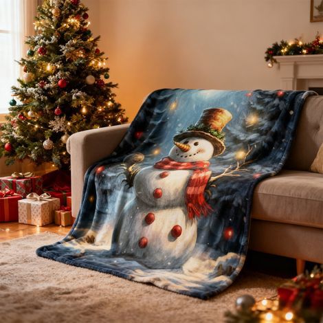Couverture de Noël en laine, 71 x 102 cm, idéale pour les décorations et les cadeaux de Noël. (1/5)