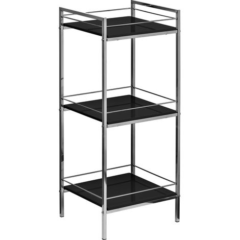 Interiors by Premier 3 Tier Black High Gloss Shelf Unit, Modern Black Shelving Unit, Open Living Room Shelving Unit, Storage Unit (1/5)
