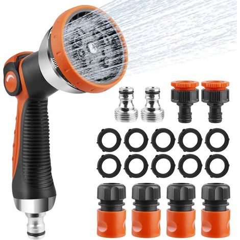 Kit d'arrosage de jardin avec arroseur de jardin en métal - Douche de jardin portative avec 10 modes d'arrosage-AquaForge (1/5)