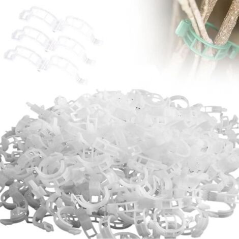 Sichere Pflanzenclips, Stützen zum Befestigen von Gartenpflanzen, für deren Wachstum (100 Stück, Weiß) (1/5)