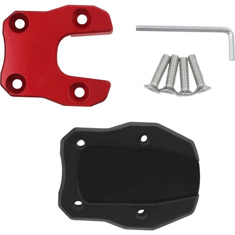 (Rouge - sans logo) Béquille latérale/de pied pour motos PCX 125, PCX 150 et PCX 160 (toutes années) - Plaque d'extension - Compatible avec les modèles HONDA PCX125, PCX150 et PCX160 (toutes années) - (1/4)