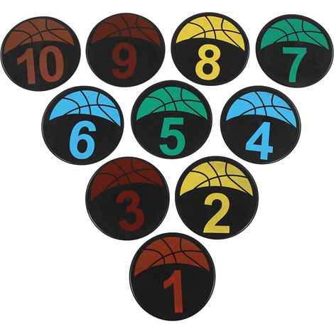 Marqueurs au sol numérotés 1-10 pour entraînement sportif, cônes plats pour football, basketball et agilité (1/5)
