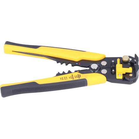 Pince à dénuder électrique automatique avec poignée ergonomique jaune et noire (1/5)