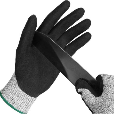 Gants de travail professionnels résistants aux coupures pour hommes et femmes avec une prise ferme et des paumes imperméables — Embouts pour écran tactile et pouce renforcé — Idéal pour couper, tranch (1/4)