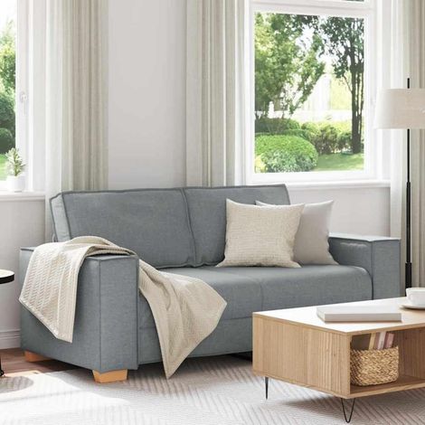 2-Sitzer Sofa Hellgrau 140 cm Stoff Modern mit Sitzkissen (1/5)