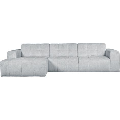 CYNDA Canapé d'angle en tissu capitonné gris - Angle gauche (1/5)