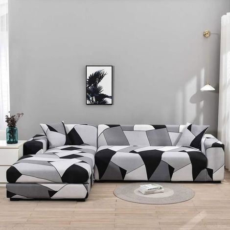 Housse de Canapé d'angle Extensible,Couverture de Canapé Revêtement de Canapé Universelle de Forme L (3 Places+2Places) (1/3)