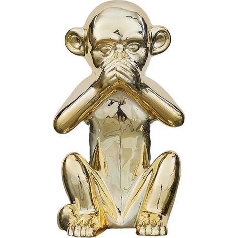 Statue Dorée Singe de la Sagesse "Ne parle pas" H28cm (1/5)