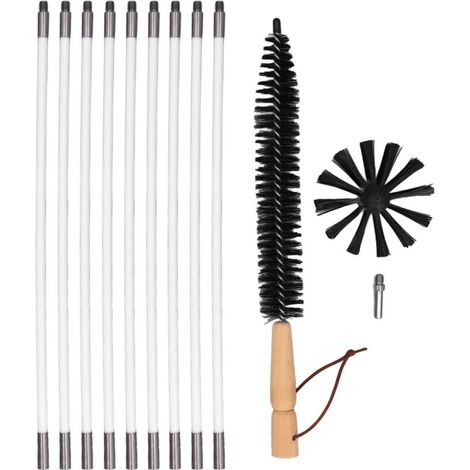 Schornsteinreinigungsset, multifunktionales Reinigungswerkzeug mit 9 flexiblen Nylonstäben, Schornsteinbürste (1/5)