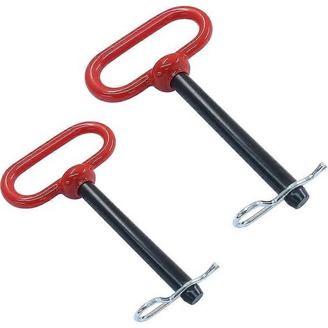 Ensemble de 2 goupilles et clips d'attelage robustes pour remorque, goupilles de remorquage de 1/2 po x 4 po revêtues de caoutchouc avec poignée rouge pour tracteurs, camions et véhicules récréatifs (1/5)