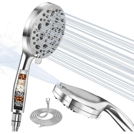 Duschkopf mit 10 Strahlarten, ideal für Bad und Badewanne  Inklusive 1,5 m Schlauch (1/5)