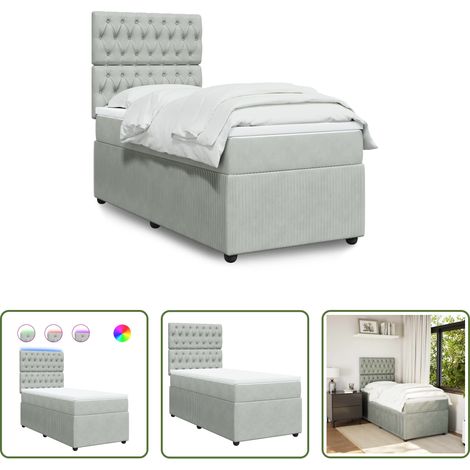 vidaXL Sommeil réparateur - Sommier à lattes de lit et matelas Gris clair 100x200cm Velours (1/5)