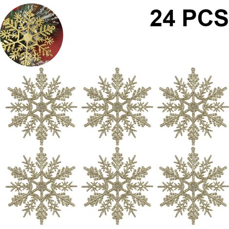 Guirlande De Flocons De Neige En Plastique - Décoration De Noël Pour Arbre Porte Mur Cheminée - 24 Pièces (1/5)