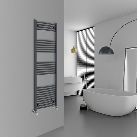 WarmeHaus Curved Anthracite Bathroom Ladder Radiator 1600x500mm (1/5)