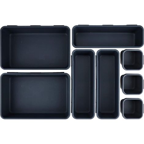 Organisateur de tiroir de bureau 8 pièces Séparateur de tiroir en plastique Séparateurs de tiroir avec 3 tailles de conteneurs de rangement pour maquillage, bureau, salle de bain, cuis