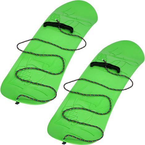 KOTARBAU® 2 pièces Snowboard Enfant - PVC - 68x20 cm - Vert - avec Corde - Luge à Neige - Traineau a Neige - Luge Enfant - Résistant Léger - Snowboard Sans Fixation (1/5)