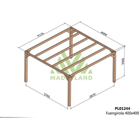 Pérgola de Madera Laminada Fuengirola (Maderland) - Gardeneas - 400 x 400 cm