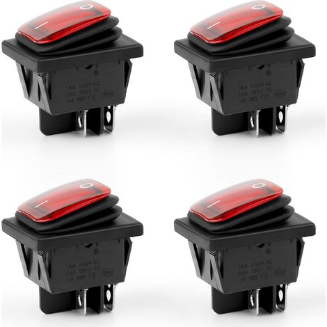 Interruptor basculante impermeable de 4 pines y 2 posiciones, CA 16 A/250 V 20 A/125 V, montaje en panel para productos eléctricos. (1/5)