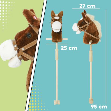 Cheval jouet avec bâton (avec sons réalistes, convient aux enfants à partir de 24 mois, en polyester et bois, dimensions : 95 x 25 x 27 cm, marron) (1/5)