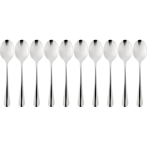 Lot de 10 cuillères à dessert en acier inoxydable, à long manche, pour glace, café, soupe, ustensiles de cuisine (1/4)